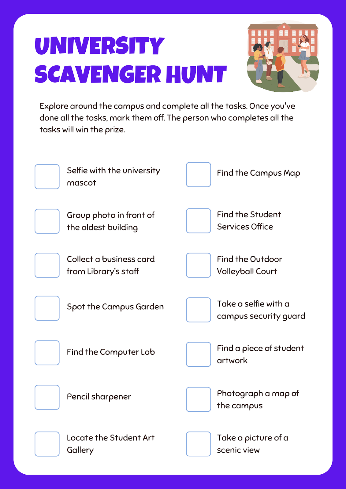 university scavenger hunt template