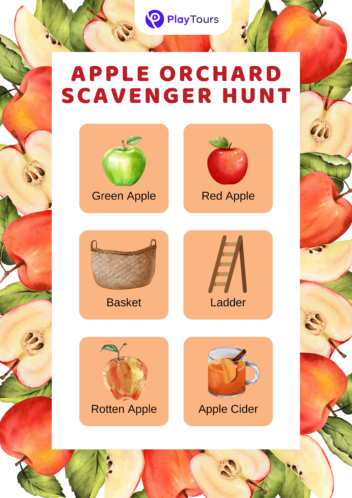 free fall apple orchad scavenger hunt printable template