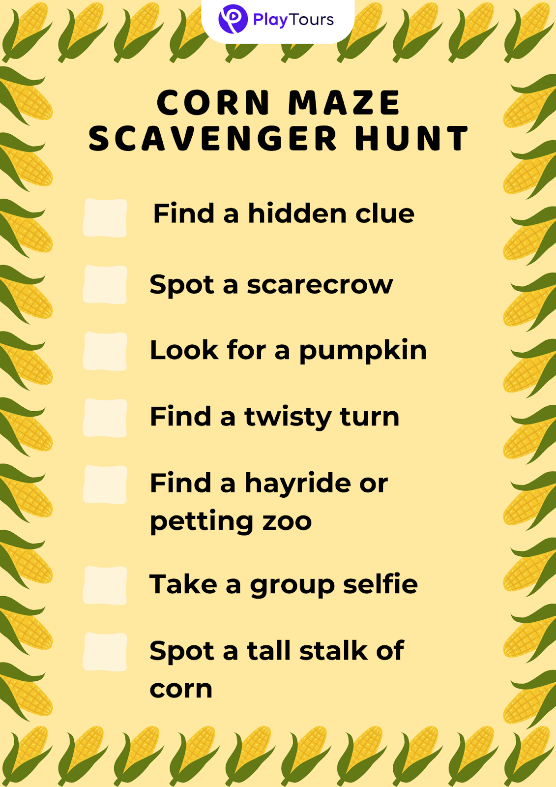 free fall corn scavenger hunt printable template